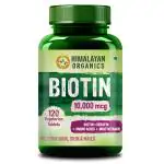 Himalayan Organics Biotin 10,000 mcg Supplement with Keratin, Amino Acids & Multivitamin - 120 Veg Tablets
