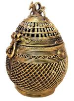 Utkal Crafts Brass Metal Handmade Dhokra Coconut Shaped Ethnic Tribal Art Craft Box