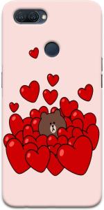 CustomEra Oppo A12 Multicolour Teddy Hearts Design Polycarbonate Hard Case Back Cover