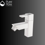 PureFlow 30102-WH Pillar Cock Tap for Bathroom and Kitchen Sink - Premium Faucet with Elegant Design - Stylish Wash Basin Taps for Home Use - Durable and Versatile Kitchen Sink Tap