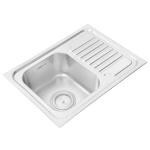 Anupam 214 304 Grade Stainless Steel Single Square Bowl with Drain Board Kitchen Sink (24 x 18 x 7 inch)