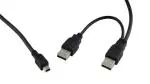Technotech Usb 2.0 Dual Power Y Shape 2 X Type A To Mini B Cable 35cm for External Hard Drives, Camera, Card Readers