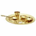 Prisha India Craft Brass Puja Thali Set, Religious Spiritual Item, Home Temple, 6 Inch
