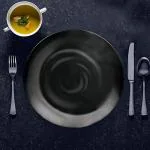 Milton Round Swirl Melamine Dinner Plate, Black, 10.5