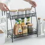 VDNSI 2-Tier Metal Spice Rack Organizer for Counter top Storage Holder for Kitchen Pantry Office