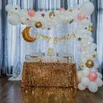 Specialyou.in Star and Moon theme birthday decoration items with net curtain- 70 Pcs