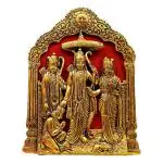 Fashion Bizz Gold Metal Lord Ram Darbar with Lord Laxman, Goddess Sita and Lord Hanuman Decorative Showpiece - 21.5 cm