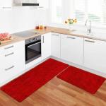 AFFORDABLE HUT RED Microfiber Kitchen Floor Mat & Runner Set of 2 (40 x 60 & 40 x 120 cm) (AH-M-RNR-CMB-16)