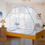 Evafly Mosquito Net for bed Single Bed Foldable Machardani Polyester - Blue