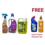Kitchen Cleaner Spray, Floor Cleaner Disinfectant & Machine Liquid Detergent Kit (FREE Dishwash Gel) By Sun Wash India