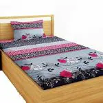 MORADO Premium Poly Cotton Single Bed Bedsheet (60x90 Inches) with 1 Pillow Covers (17x27 Inches)