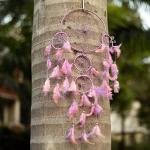 DULI Hanging Pink and Purple Metal Dreamcatcher with Feathers
