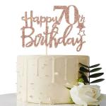 Festiko Rose Gold Glitter Happy 70th Birthday Cake Topper 70 Cake Topper 70th Birthday Party Supplies 70th Birthday Party Decorations