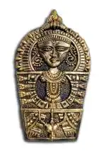 New Life Terracotta Handmade Durga Sherawali Maa Wall Hanging Showpiece (Gold, 28 cm )