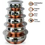 IM ENTERPRISE Kihom Copper Stainless Steel Handi Pot Set 0.5 L, 0.75 L, 1 L, 1.5 L, 2 L (Pack of 10)