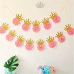 Pink Glitter Happy Birthday Banner Decoration for Girls