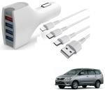 Kozdiko 4 Port USB Car Charger with 3 in 1 Cable for Toyota Innova