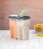 SELOVIA 2500ML Airtight Clear Plastic Lock Food Storage 2 Section Container Jar for Grocery, Fridge Container & Containers, Kitchen Storage Container Set for Sugar, Coffee (GREEN) (PACK OF 1