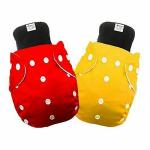 Babymoon Red and Yellow Reusable Cloth Diaper 2 pcs with Insert Pads 2 pcs (Set of 4)