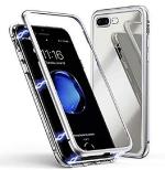 Lejaao Apple iPhone 8 Plus Silver Aluminum, Magnet Mobile Back Cover