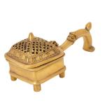 Kalarambh Bharat Haat Yellow Brass Loban Dhoopdani Handicraft Art 15.24 x 6.23 x 7.36 cm