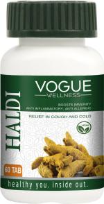 VOGUE Pharmaceuticals Pvt. Ltd. Vogue Wellness Haldi Tablets Immunity Booster, Anti Allergic And Relief In Cold And Cough 60 Pcs