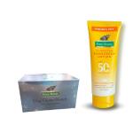 Pure Roots Oxy Face Bleach 224g with Sun Block Lotion SPF 50 PA+++ 100ml | Broad Spectrum | Non-Greasy | Suitable for All Skin Types