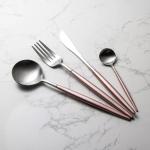 UniKartPremium Matte Silverware Set with Pink Handle, SUS 304 Stainless Steel Kitchen Utensil Set, Tableware Cutlery Set for Home and Restaurant -(Silver, Set of 4PCS)