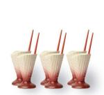 N M Z Ceramic cone shape icecream bowls with spoons ,pack of 6 pc,...Beautiful box packing-A4