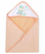 Kritiu Baby Knit Terry Cartoon Print Hooded Towel, Orange