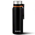 Borosil Hydra Aquafit Black 830 ml Stainless Steel Double Wall Vacuum Insulated Flask Water Bottle | 14 Hours Hot & 16 Hours Cold