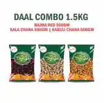 Pink Delight Daal Combo | Rajma Red (Big) | Kala Chana | Kabuli Chana | 1.5 Kg Pack