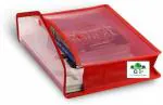 Bharja Red Plastic Envelope Folder, Transparent Poly- A3 Documents File (Pack Of 3)