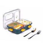 ibni Leak Proof 3 Compartment Bento Lunch Boxes Reusable Freezer Safe Stainless Steel Portion Snack Containers for Adults and Kids ( GREEN)