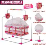 Pandaoriginals Best Premium Quality PRAM| Comfortable for Baby with Cute Cat face Pram (Multi, Pink)