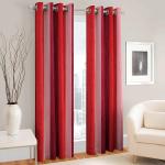 Modern Fab Red New Polyester Long Crush Eyelet Door Curtains - 8 Feet (Set Of 2)