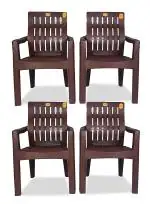 ANMOL Plastic Moulded Orthopaedic Chair with Fully Comfort (Brown, Capacity 200kg) Set of 4 | Chair | Comfortable Chair | Plastic Chair| Kursi