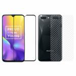 Kite Digital Oppo Realme U1 Back Screen Protective Film Carbon Fiber Skin Transparent Screen Guard Sticker + 5D/6D/11D/21D (Black) Premium Tempered Glass Screen Protector
