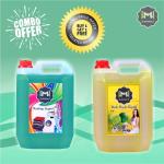 MIZZIWASH Green Washing Machine Liquid Detergent+ Yellow Multipurpose Cleaner Gel (5+ 5 ltr) Multi-Fragrance