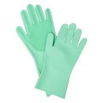 Kuber Industries Kitchen Gloves|Silicone Kitchen Dish Washing Gloves|Scrubbing Gloves For Kitchen|Car Cleaning Gloves|Bathroom Cleaning Gloves|1 Pair (Green)