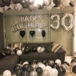Festiko 30th Happy Birthday Combo (Black And Silver) For Birthday Decoration And Celebration, Party Supplies