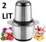 HARVI ENTERPRISE Kitchen Food Chopper, Meat, Vegetables, Onion, Garlic Slicer Dicer, Fruit & Nuts Blender for Stainless Steel Electric Meat Grinders with Bowl Stainless Steel Blades, Multi-Use Food Processor