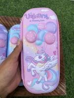 Radhya Accessories Children’s Cute Cartoon Embossed 3D EVA Hard Case Zipper Unicorn Pencil Case for Girls with Compartments Fancy Unicorn theme Hardtop stationery holder box pattern School supply organizer Pouch for Kid, Girls Birthday Gift (Pack of 1)