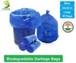 PRAKRUTIK Biodegradable Garbage Bags, Blue (Large Size, 61Cmx82Cm/24x32 Inches), 60 Bags