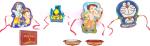 Kids RA 22404 Plastic (PVC) Rakhi Set (Four Cartoon PVC Kids Rakhi with little Bhagavad Gita)