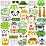 Festiko 41 Pcs Jungle Safari Photo Booth Props Wild Animals Forest Themed Party Props Kit For Jungle Safari Kids Birthday Party Decorations Supplies