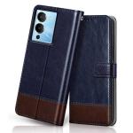 Jotech Dual Colour Flip Cover for Infinix Note 12 Turbo - Blue&Coffee