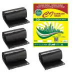 C I - garbage bags C I - Garbage Bags/Dustbin Bags/Trash Bags - Medium - 19X21 Inches - Pack Of 4, Black - (30 Bags Per Roll, plastic) (120 Bags)