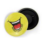 Dhcrafts Yellow Metal World Smile Day Printed Fridge Magnet, 5.8 Cm