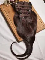 The Indian Extension Company Real Human Hair Extension 5 Clip in set, Easy to Wear Color - Natural Black 22